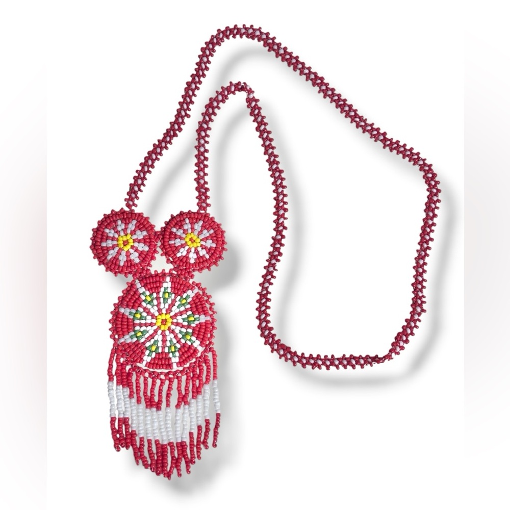 VINTAGE Handmade Beaded Necklace Native Indian Design